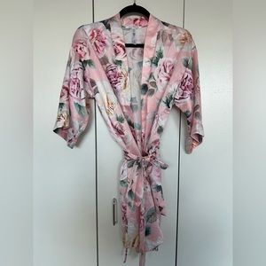 Flora Nikrooz pink floral silk robe
